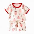 thumbnail image 1 of Gubotare Pyjamas pour Filles Enfants Pyjamas Filles Pyjamas Manches Courtes Col Ras du Cou Haut de Nuit Pyjama Fille 18 24 Mois (Rouge,18-24 Months), 1 of 4