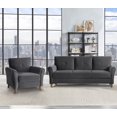 thumbnail image 1 of Topline Home Furnishings Collection de canapés-fauteuils en velours gris, 1 of 3