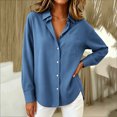 thumbnail image 5 of Women's Long Sleeve Button Down Shirts Collared Basic Dress Shirt Loose Fit Casual Tops with Chest Pocket, 5 of 7