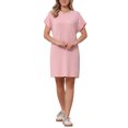 thumbnail image 2 of INSPIRE CHIC Striped T Shirt Dresses for Women's Summer Crew Neck Short Sleeve Casual Shift Mini Dress S Pink, 2 of 6