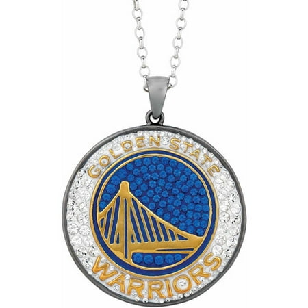 warriors state golden pendant nba swarovski medallion stainless crystal steel