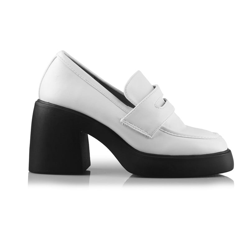 Women's Glossy and Grounded Block Heel Platform Mules