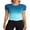 Blue, variant on Charmo Workout Tops for Women Short Sleeve Seamless Gym Shirts Gradient Yoga Top Slim Fit