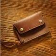 thumbnail image 1 of Tarjetero sencillo de piel de vaca, billetera corta de cuero hecha a mano, billetera vintage de cuero Crazy Horse con cremallera, bolsa de almacenamiento, 1 of 6
