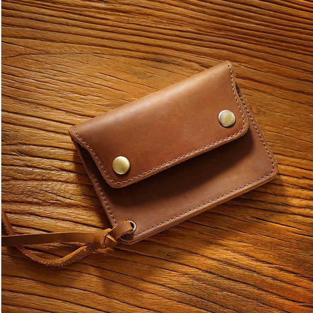 Tarjetero sencillo de piel de vaca, billetera corta de cuero hecha a mano, billetera vintage de cuero Crazy Horse con cremallera, bolsa de almacenamiento