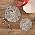 thumbnail image 2 of FREEAMG 2 Pcs Cotton Black Music Treble Clef Nnotes Woven Pot Holder Trivets Set,Round Coasters Placemat for Cooking Baking Hot Dish Pan Pot Bowl Teapot(7&9 Inches), 2 of 6