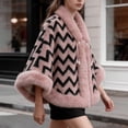 thumbnail image 6 of Fewfanhot Faux Fur Trim Cute Print Poncho Cape, Warm Fleece Lined Open Front Wrap Coat for Women Winter, 6 of 6