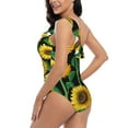 thumbnail image 4 of Picia Sunflower 1 Pattern Women's One Piece Swimsuits,One Shoulder Swimwear Asymmetric ,Ruffle Monokinis Bathing Suits,High Waisted Flattering Bathing Suits-Medium, 4 of 8