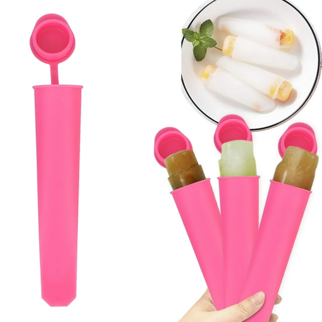 Blekii Colorful Silicone Ice Mold with Lid, Reusable Popsicle Mold, Comes with Tote Bag,Silicone Popsicle Mold One-Piece Handheld Popsicle Mold with Lid Large Ice Cream Mold Ice Cream Mold B