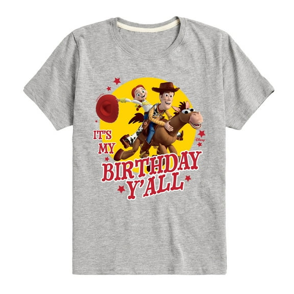 Disney - Toy Story - It's My Birthday Yall - Toddler & Youth Short Sleeve Graphic T-Shirt