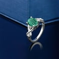 thumbnail image 4 of Gem Stone King 2.56 Ct Oval Green Malachite White Diamond 925 Sterling Silver Ring (Size 9), 4 of 4