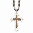 thumbnail image 1 of Stainless Steel Brown IP-plated Cross 24in Pendant Necklace Charm Chain 24", 1 of 4