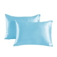 thumbnail image 1 of Xiao Hua 2 fundas de almohada de imitación de seda. Comienza tu noche de ensueño con esta cómoda y transpirable funda de almohada de 20,08 x 29,92 pulgadas (azul claro)., 1 of 5
