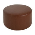 thumbnail image 2 of Newest 30.25" Round PU Leather Ottoman in Light Brown - Dense Foam & Spring Cushion, Modern Living Room Accent​, 2 of 10