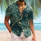 thumbnail image 2 of Camisas De Compresion Hombres Casual Manga corta Primavera Verano Turndown Neck 3D Impreso Camisas Moda Top Blusa Camisas (Green, M), 2 of 4
