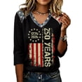 thumbnail image 2 of Fabrcox S-5XL 1776-2026 250th Anniversary USA Shirt Flag Print 3/4 Sleeve Women's 4th of July Shirts We the People Celebration Freedom Patriotic Shirts for Women, 2 of 5