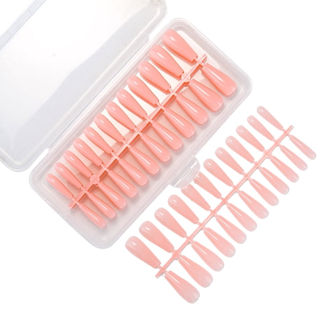 Graflsoa Ice Transparent Seamless Nail Tips Set - 240pcs in 10 Sheets, Light Pink #11, ABS Material, Compact 19x9x3cm Box