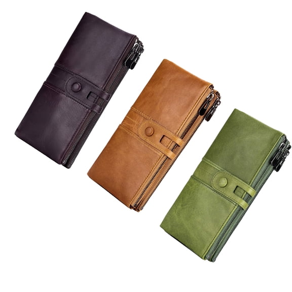 PU Women wallet large -capacity long European and American women's multi -card cash clip, wife's coin purse, giving girlfriend's birthday gift/Purple Coffee