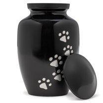 Eternal Harmony Cremation Urn for Animal Ashes | Funeral Urn Carefully Handcrafted with Elegant Finishes to Honor and Remember Your Pet | Dogs and Cats Urn with Beautiful Velvet Bag (Black, Large)