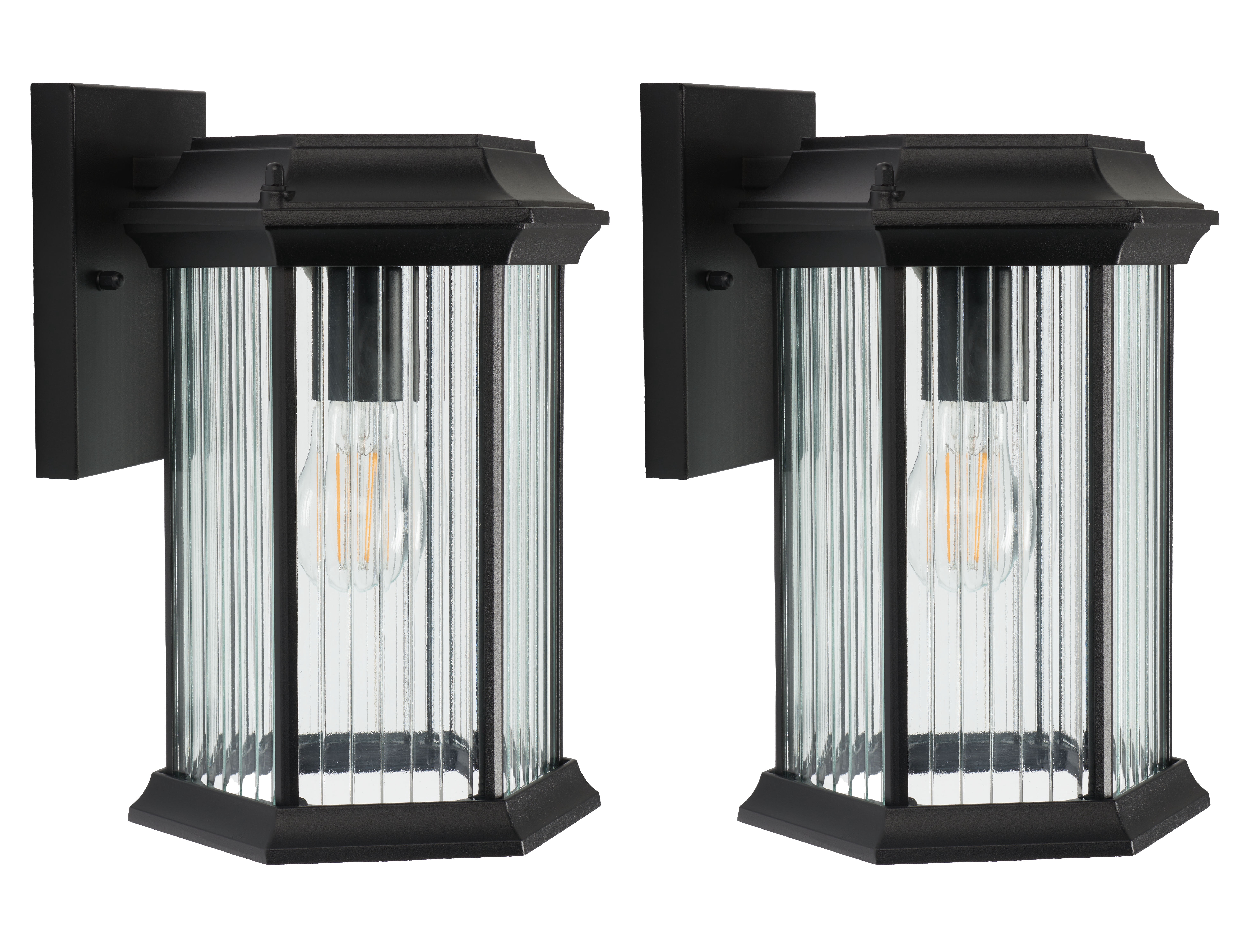 SAFAVIEH Hylan 2-Light A19 Black Steel Wall Sconce with Clear Shade, Set of 2