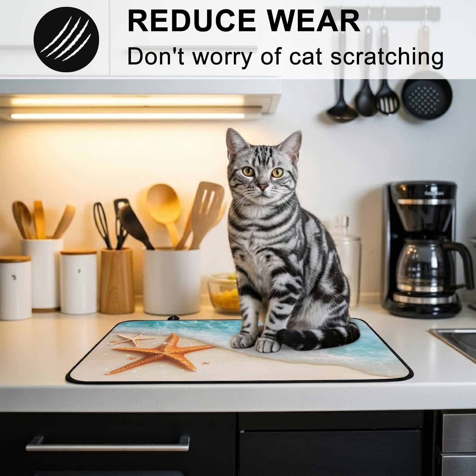 Coastal Starfish Stove Top Cover for Electric Stove, Heat-proof & Non Slip Glass Top Stove Cover Protector, Simple Summer Nautical Ocean Beach Kitchen Flat Cooktop Rubber Mat 24x21 Inches