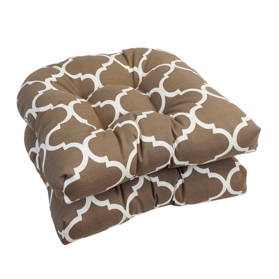 Blazing Needles 93184-2CH-OD-160 19 in. U-Shaped Outddor Dining Chair Cushions, Landview Mocha - Set of 2