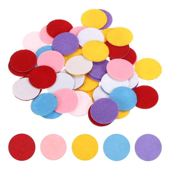50 Pcs Adhesive Felt Circles, 1" Round Non-Woven Felt Pads Stickers, Red, Pink, Yellow, Sky Blue, Purple