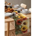 thumbnail image 6 of Summer Sunflowers Table Runner 120 Inches, Vintage Oil Painting Red Yellow Floral Bed Runner Dresser Scarves Tabletop for Indoor Outdoor Parties/Ceremony/Banquet, 13"x 120", 6 of 8