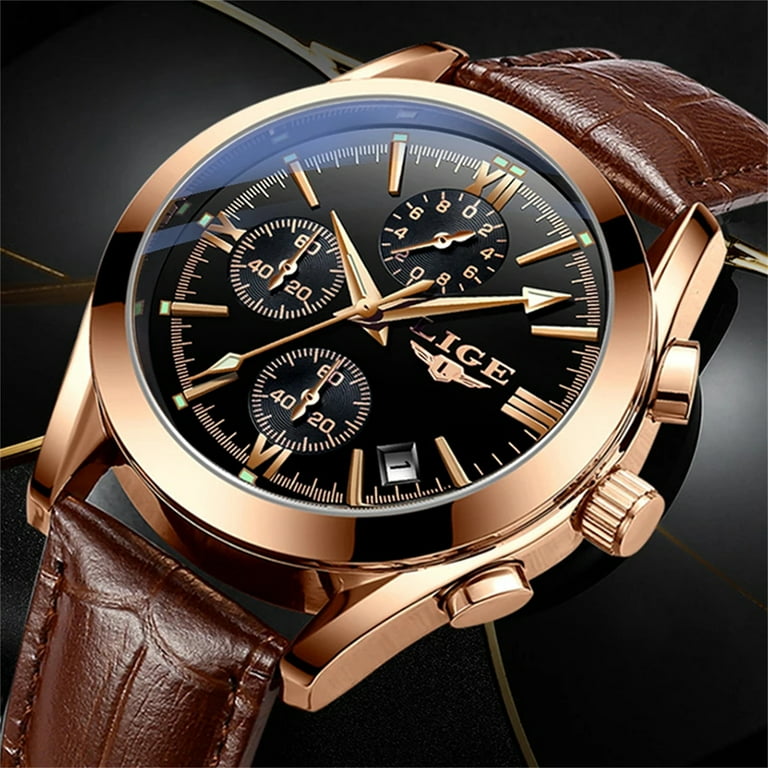 2022 LIGE Men's Watches Top Brand Men Wrist Watch Leather Quartz Watch