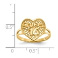 thumbnail image 3 of 14K Yellow Gold Ring Band Themed Sweet 16 Heart, Size 7, 3 of 5