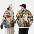 thumbnail image 4 of KLL Veste à Capuche Extérieure Protection Solaire UPF 50+ pour Hommes et Femmes, Imprimé Fleur Vache, Manches Longues, Pêche, Randonnée, Performance - Grande Taille, 4 of 7