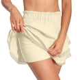 thumbnail image 6 of Tqyyweavej Flowy Shorts for Women Boho High Waisted Ruffled Tiered Skort High Waist Solid Color Mini Tennis Skirt with Built in Shorts, 6 of 9
