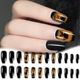thumbnail image 3 of Halloween Press on Nails Black & Orange,Long Coffin Fake Nails Acrylic Glitter Dark Cats Pumpkins Glue on Nails,Reusable Autumn False Nails for Women Girls Holiday Manicure Daily Wear 24pcs, 3 of 9
