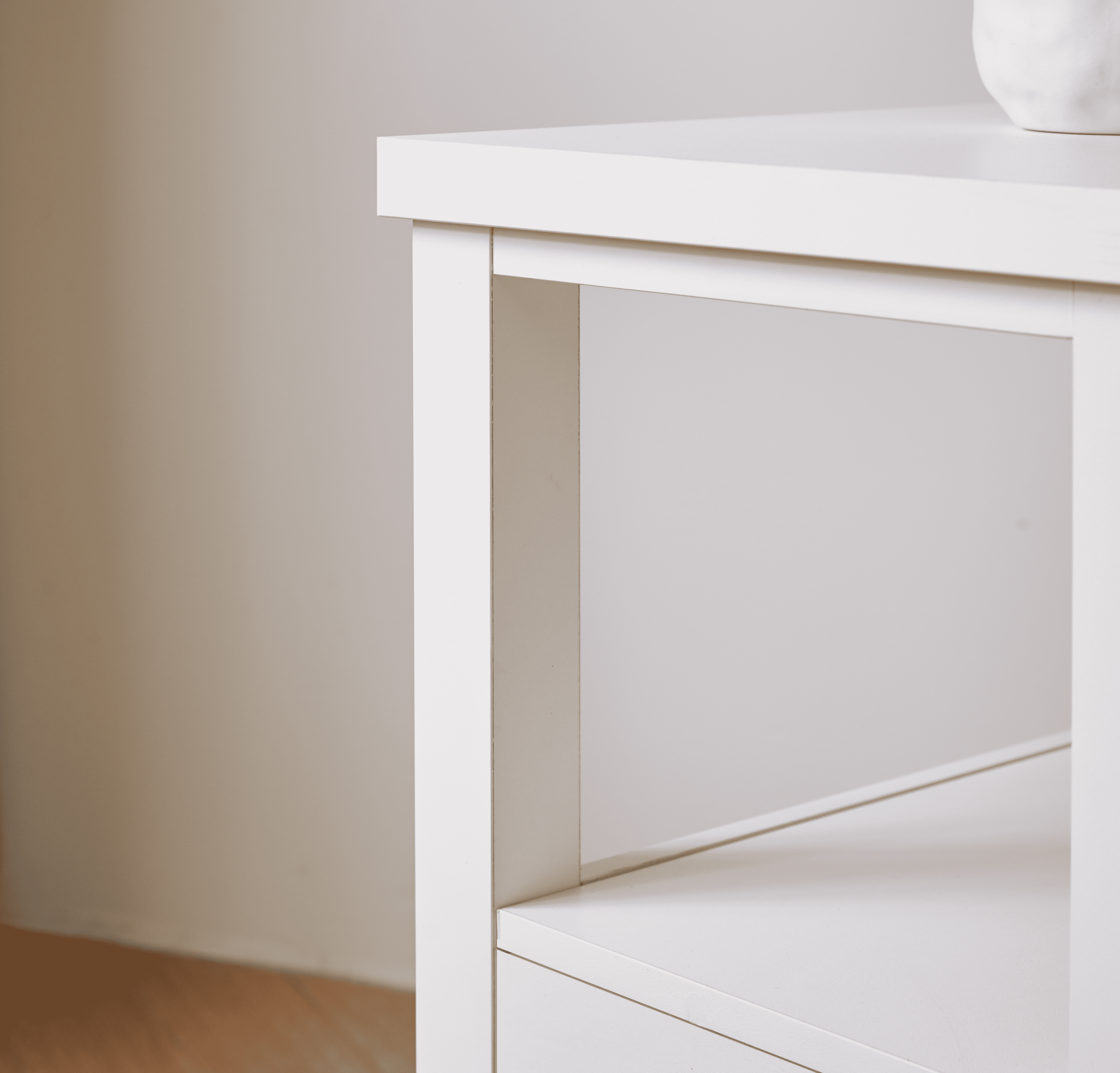 White End Table with Charging Station, 2 Drawers, USB Ports and Outlets, MDF Nightstand