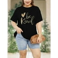 thumbnail image 4 of XCHQRTI Leopard Be Kind Shirt for Women Plus Size Graphic Tees Short Sleeve Tops, 4 of 7