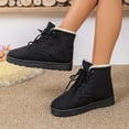 thumbnail image 6 of Women's Slip on Ankle Boots, Fall Winter Round Toe Lace Up Flat Warm Fleece Lined Cotton Boots with Breathable Upper and Non Slip Sole, Cozy Winter Footwear for Cold Weather Daily Wear, 6 of 6