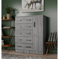 thumbnail image 2 of Woodpeckers Furniture and Mattress 5 Drawer Wooden Chest Wardrobe - Tall Storage Unit with Hanging Rod & Lockable Drawer-Color:Gray, 2 of 2