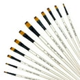 thumbnail image 4 of 12pcs Flat Artist Paint Brushes for Acrylic, Watercolor, Gouache, Oil and Hobby Painting White Color, 4 of 7