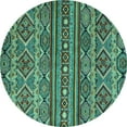 thumbnail image 1 of Ahgly Company Indoor Round Abstract Turquoise Blue Modern Area Rugs, 6' Round, 1 of 4