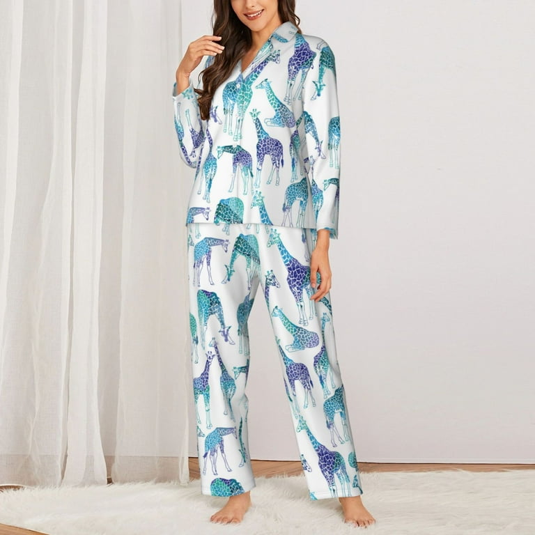 Pajamas for Women Set cool giraffe PJ Sets for Women Long Sleeve Pajama Set for Women Womens Pajama Sets Walmart