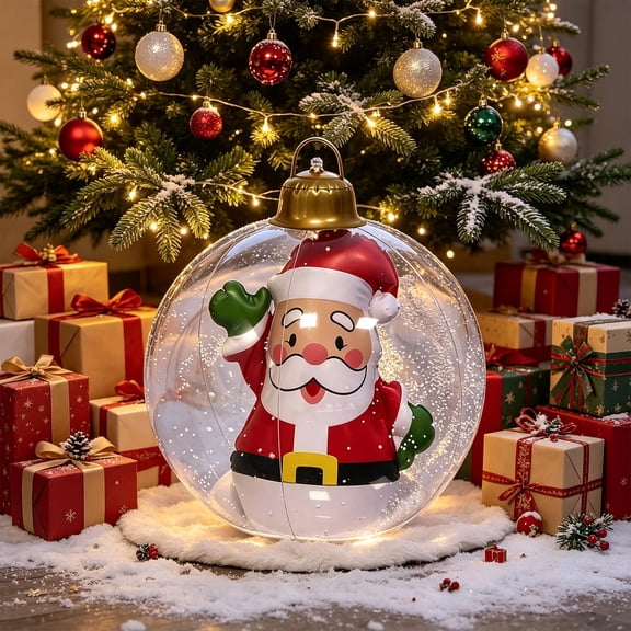 Dalxymotic Christmas Lighted Inflatable Ball, Outdoor Lighted Christmas Decor, Festival Venue Inflatable, Lighted Inflatable Yard Decor for Lawn, Garden, Patio, Outdoor, Porch