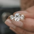 thumbnail image 4 of Solitaire Brilliance 2CT Oval Moissanite 3 Stone Engagement Ring for Women 14k Yellow Gold Ring Size 7.5, 4 of 6