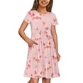 thumbnail image 2 of Uourmeti Pigs Short Sleeve Swing Dresses for Girls Summer Cute Party Dress Lightweight Casual Crew Neck Midi Sundress with Pockets, 2 of 5
