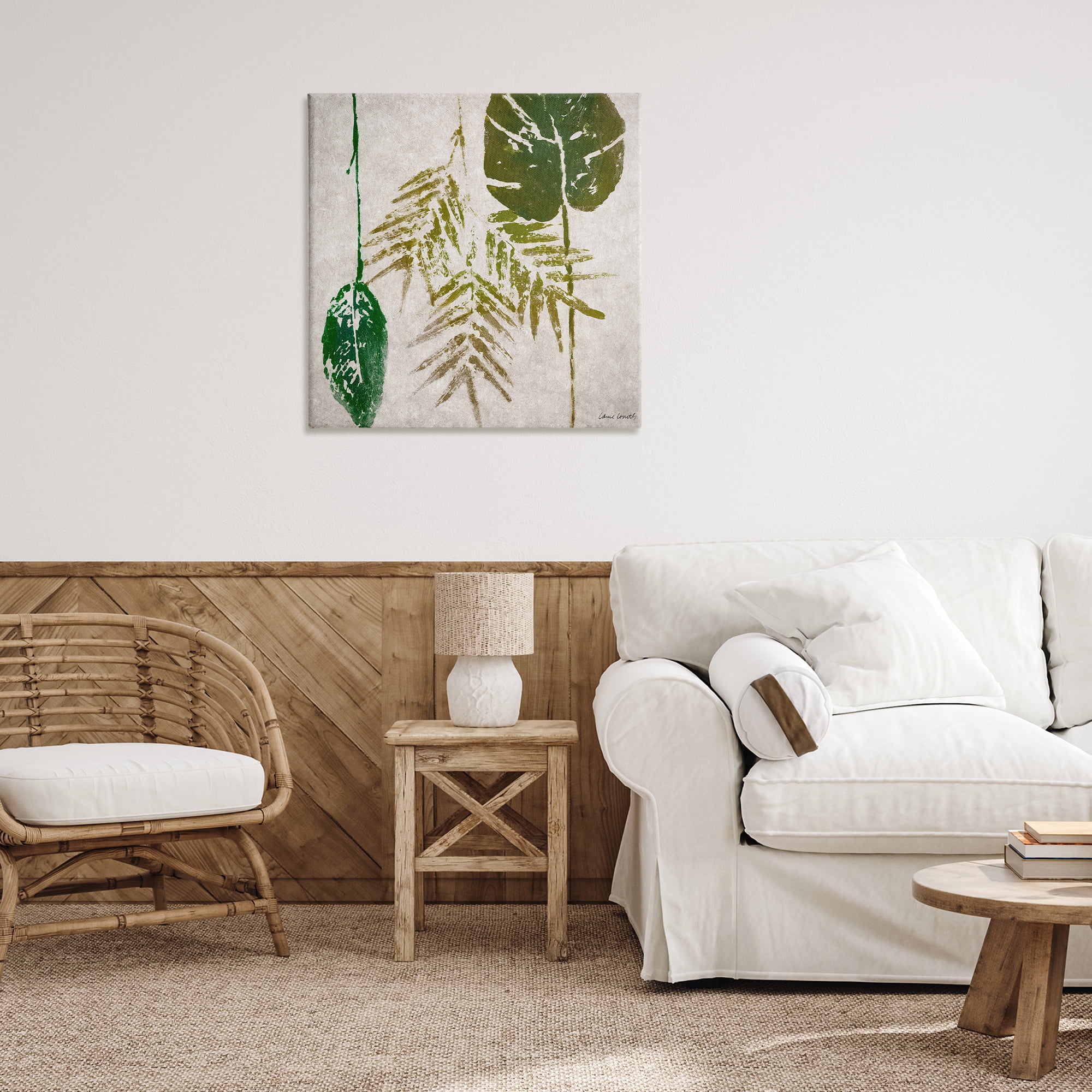 Stupell Industries Botanical Leaf Impressions Botanical & Floral Painting Gallery Wrapped Canvas Art Print Wall Art, 30 x 30
