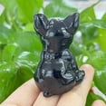 thumbnail image 5 of K-KED 5Pcs Natural Obsidian Carved Quartz Crystal French Bulldog Stone Mini Puppy Gift, 5 of 9