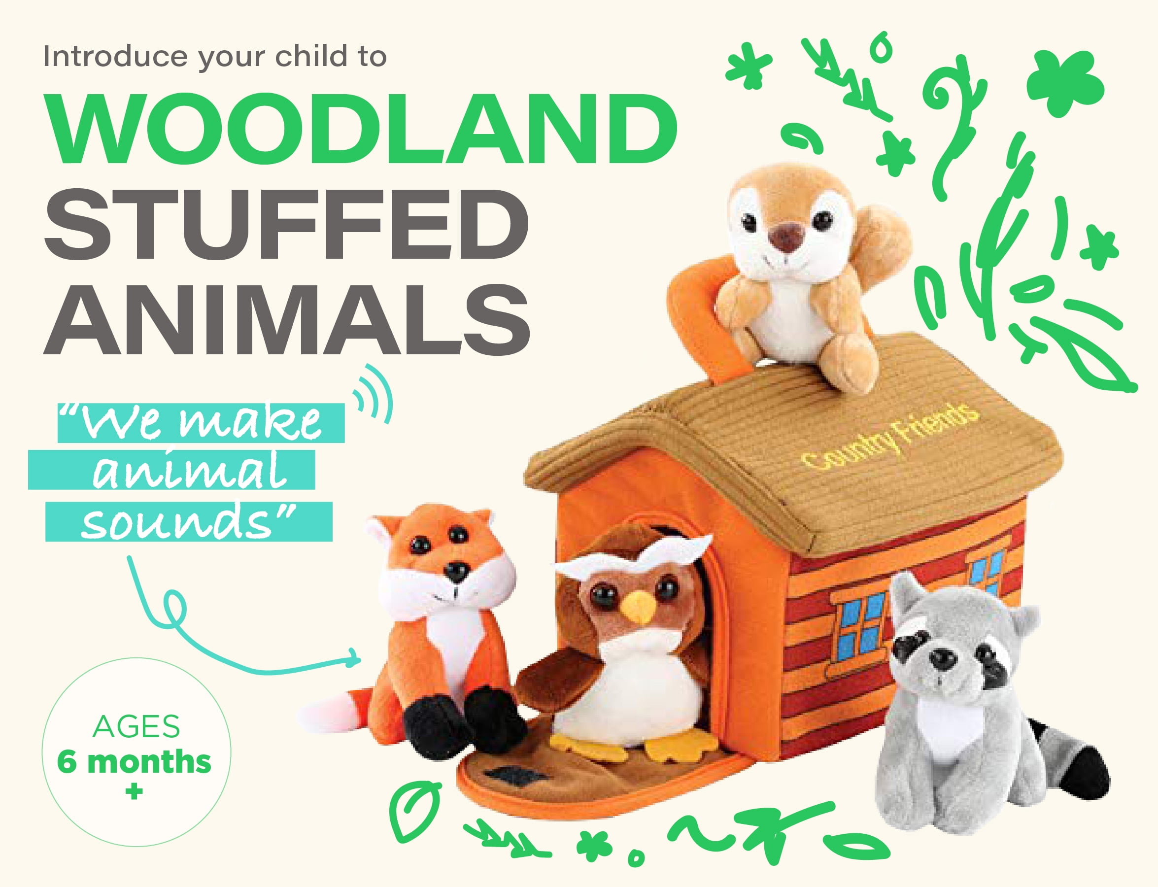 woodland stuffed animals set