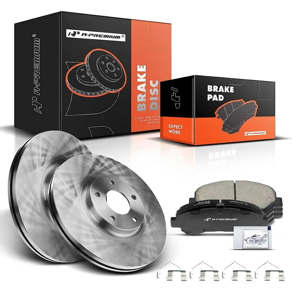 A-Premium 12.58 inch (319.6mm) Front Vented Disc Brake Rotors   Ceramic Pads Kit Compatible with Select Nissan Models - Maxima 2009-2014/2016-2019, 6-PC Set