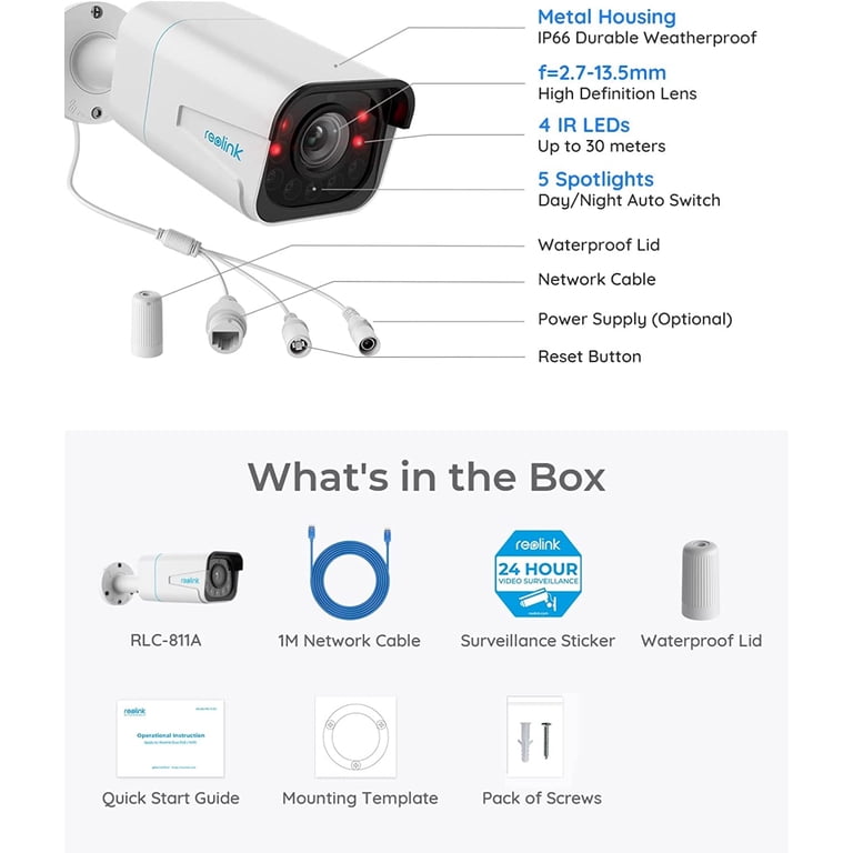 Reolink RLC-811A 4K PoE Security Camera with 5X Optical Zoom