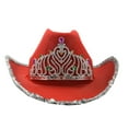 thumbnail image 4 of Prolriy Cowboy Hat Women's Sequin Crown Cowboy Hat Western Cowboy Hats for Women Red, 4 of 5