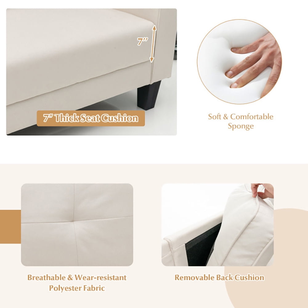Finihen Loveseat Sofa, Modern Loveseat Sofa Couch, 79.5 Inch Fabric Loveseat Sofa with 2 Removable Back Cushions, for Living Room, Bedroom, Beige Finihen Loveseat Sofa, Modern Loveseat Sofa Couch, 79.5 Inch Fabric Loveseat Sofa with 2 Removable Back Cushions, for Living Room, Bedroom, Beige